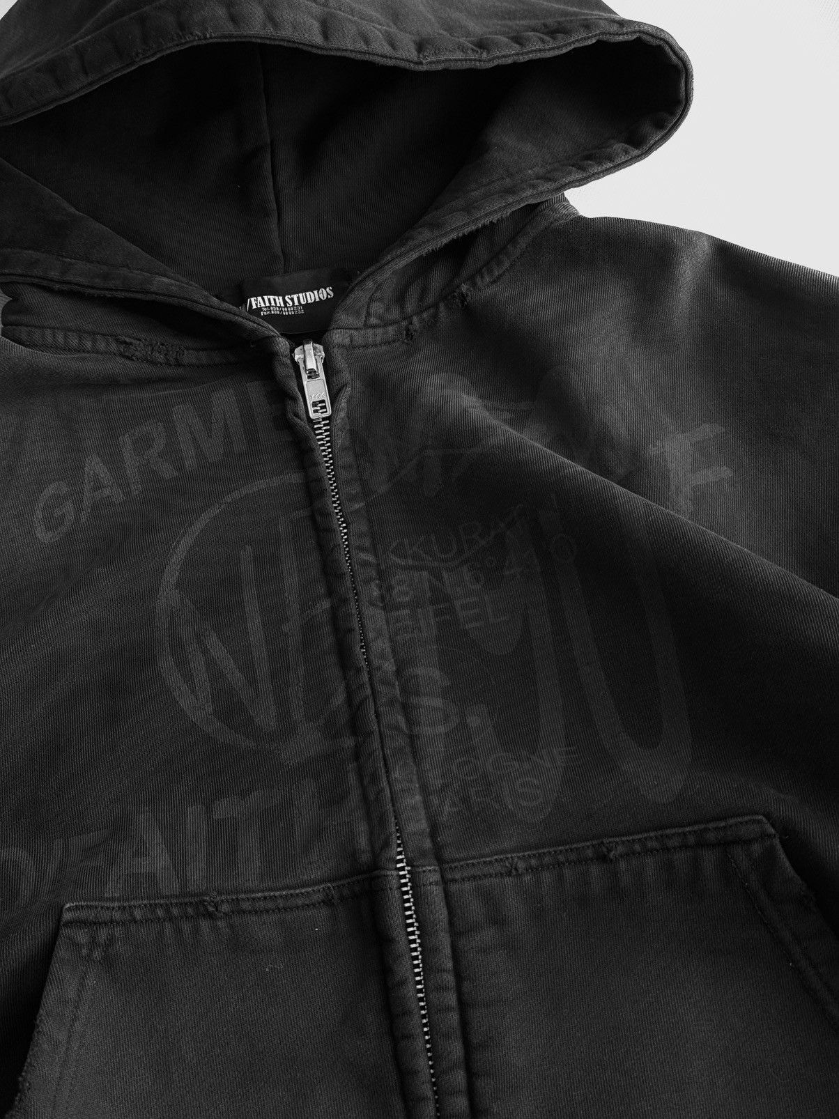 No Faith Studios NFS ZIP JACKET Washed Black Zip Up Hoodie no faith Studios Size US S / EU 44-46 / 1 - 9 Thumbnail