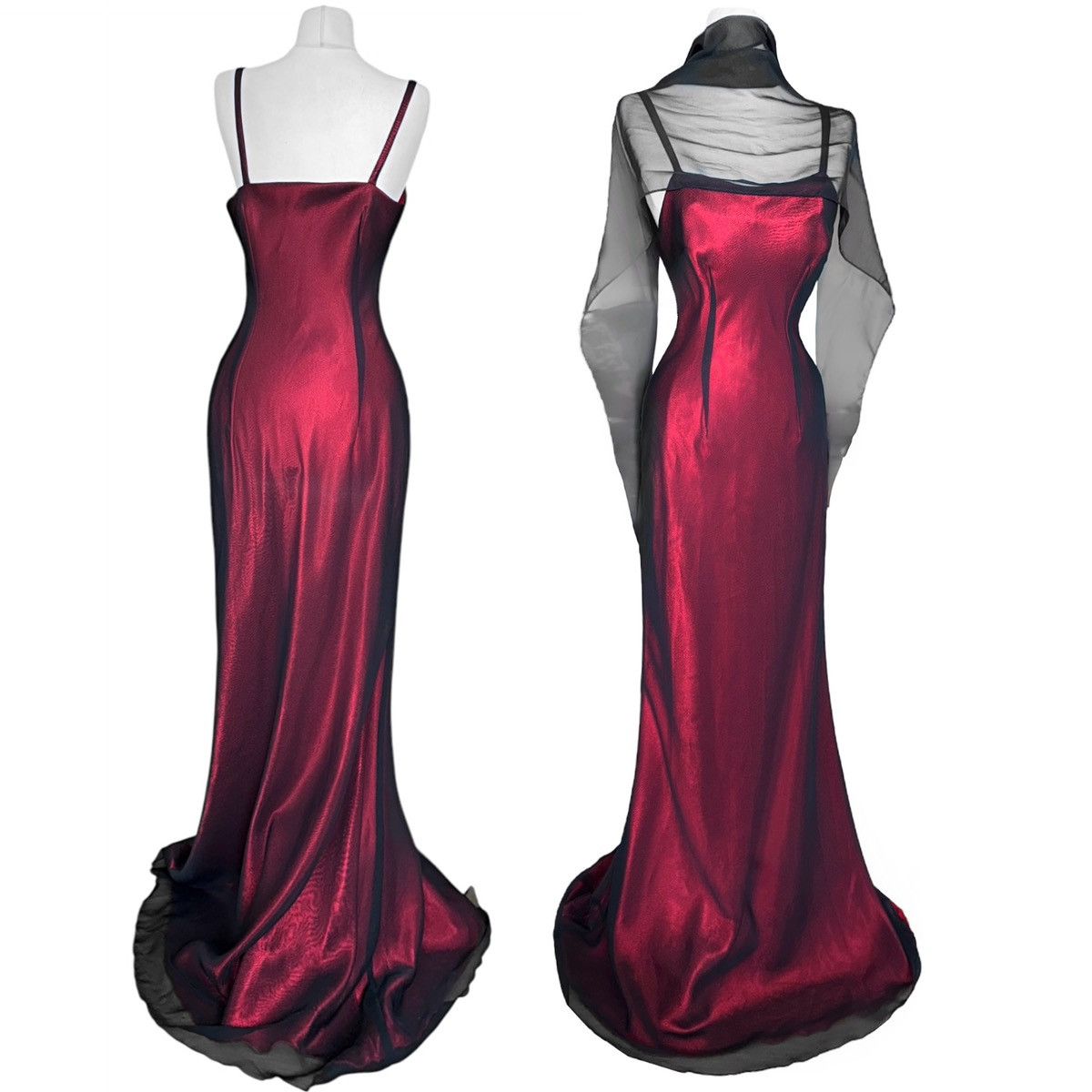 Vintage Breathtaking long red satin dress Size S / US 4 / IT 40 - 2 Thumbnail