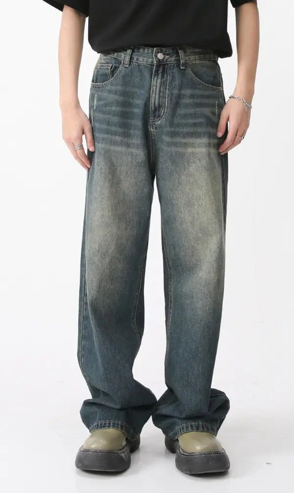 VIBE Retro distressed washed loose denim trousers Size US 30 / EU 46 - 1 Thumbnail