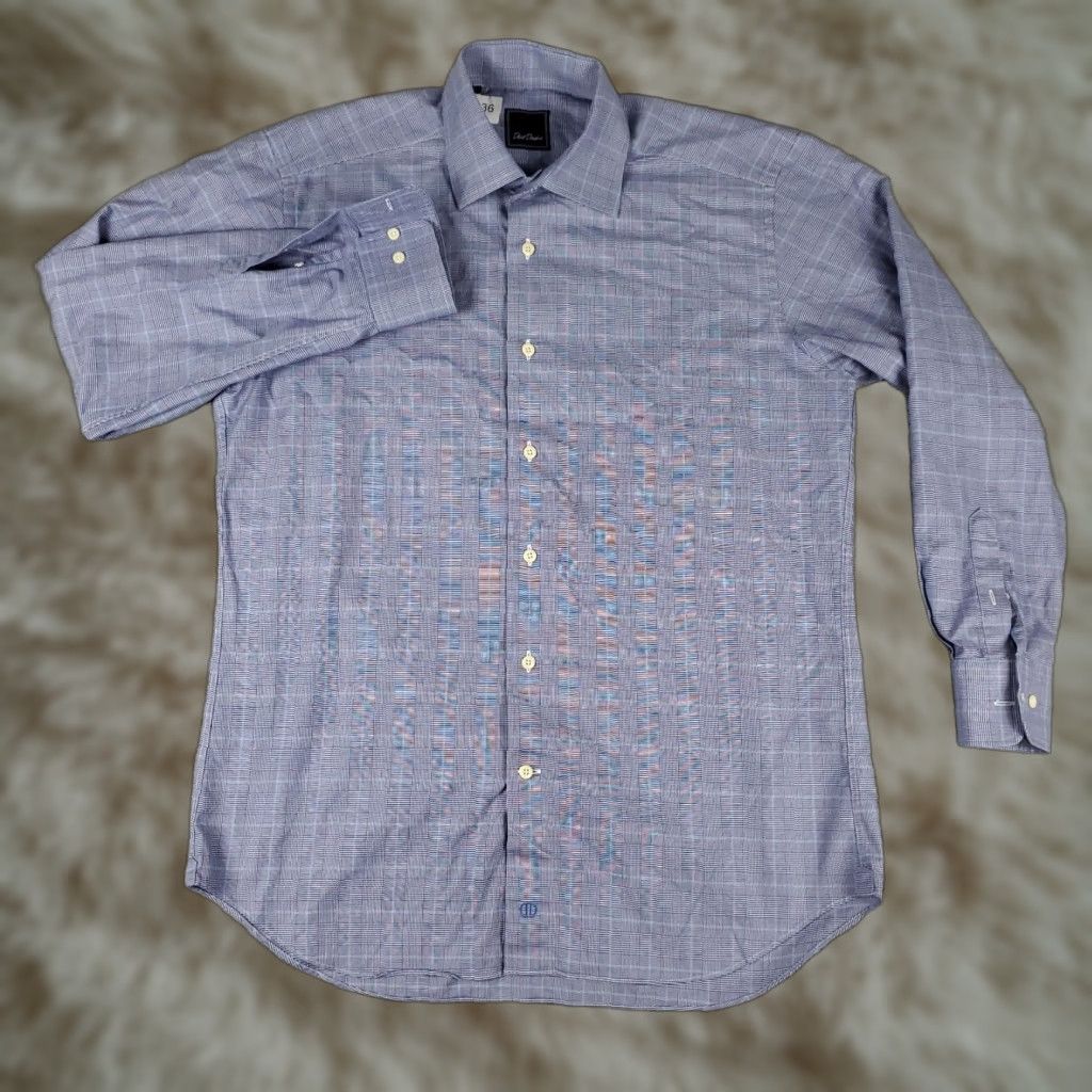 David Donahue VINTAGE David Donahue Dress Shirt Men 15.5 Long Sleeve Blue Plaid Business Casual Cotton Size 40R - 1 Thumbnail