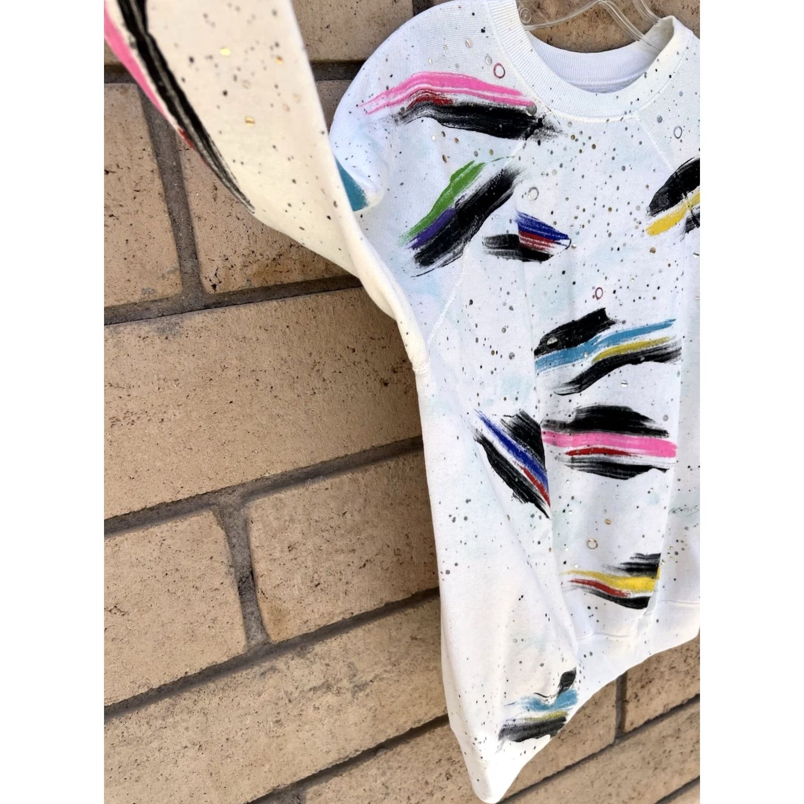 Vintage VINTAGE Air Dreams Shirt Unisex Adults One Size White Cotton Blend Crew Neck Pullover 80s Art Raglan Sweatshirt Abstract Paint Splatter Wearable Art Size US M / EU 48-50 / 2 - 7 Thumbnail