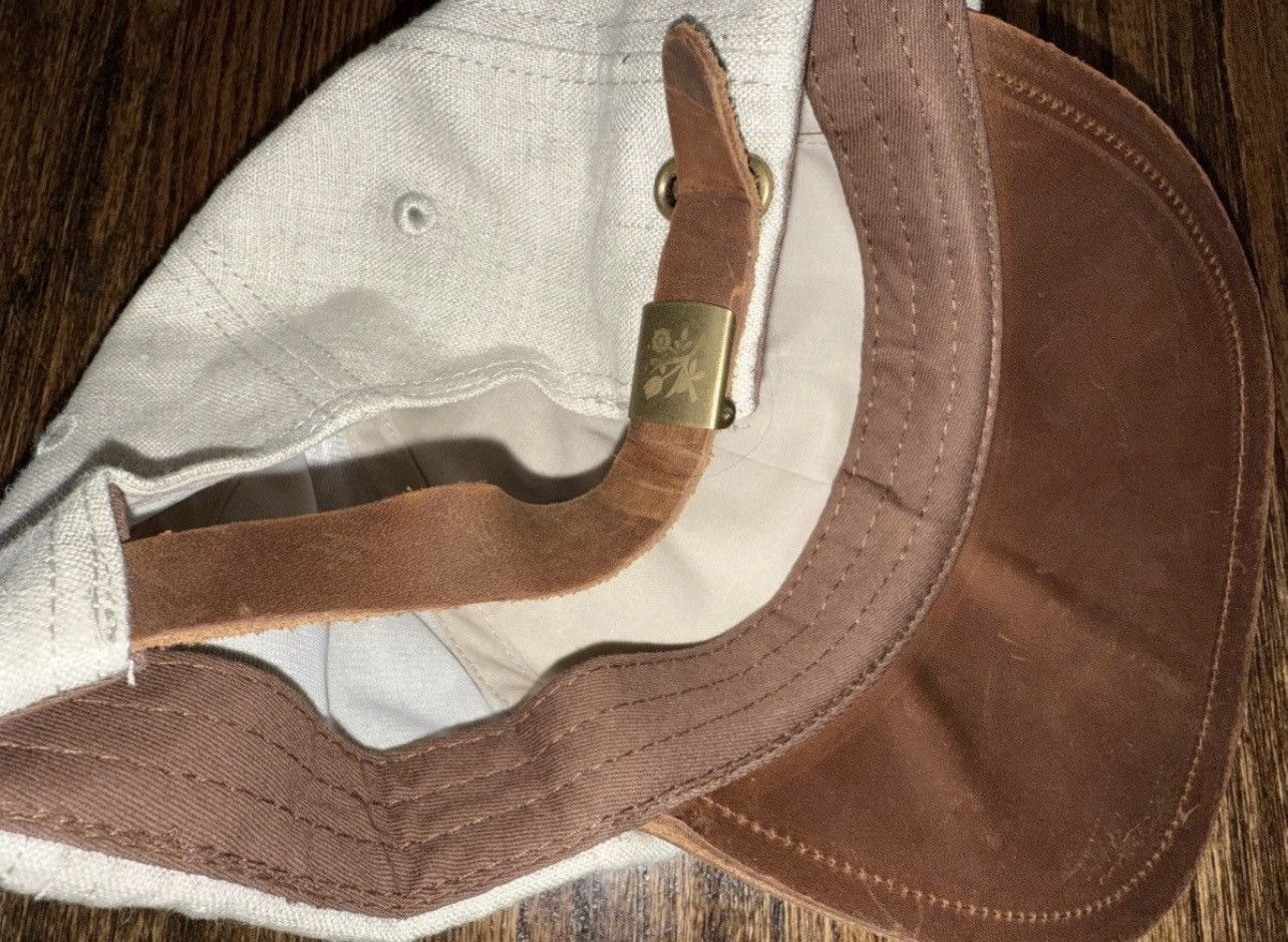Aime Leon Dore Aime Leon Dore Leather & Linen Unisphere Hat Tan/Brown Cap Size ONE SIZE - 3 Thumbnail