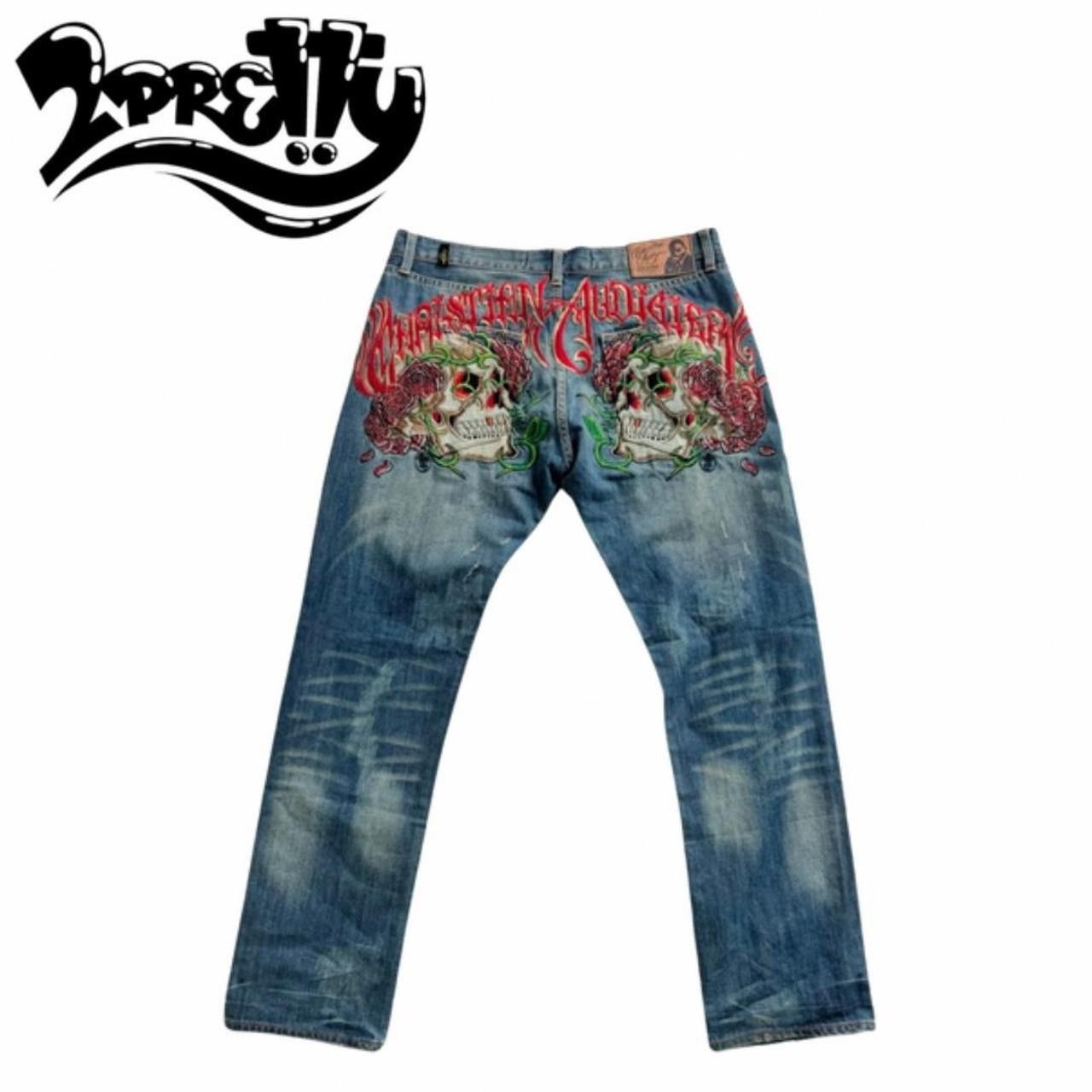 Christian Audigier × Ed Hardy Christian Audigier Skull Rose Jeans Size US 36 / EU 52 - 1 Thumbnail