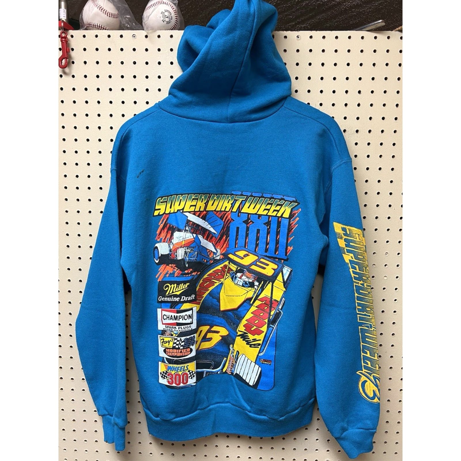 Hanes VINTAGE Syracuse NY Super Nationals Dirt Race Hoodie Sweatshirt 1993 dark Mark Hanes Teal L Men Racing Pullover Hoodie Shirt Mens Size US L / EU 52-54 / 3 - 2 Thumbnail
