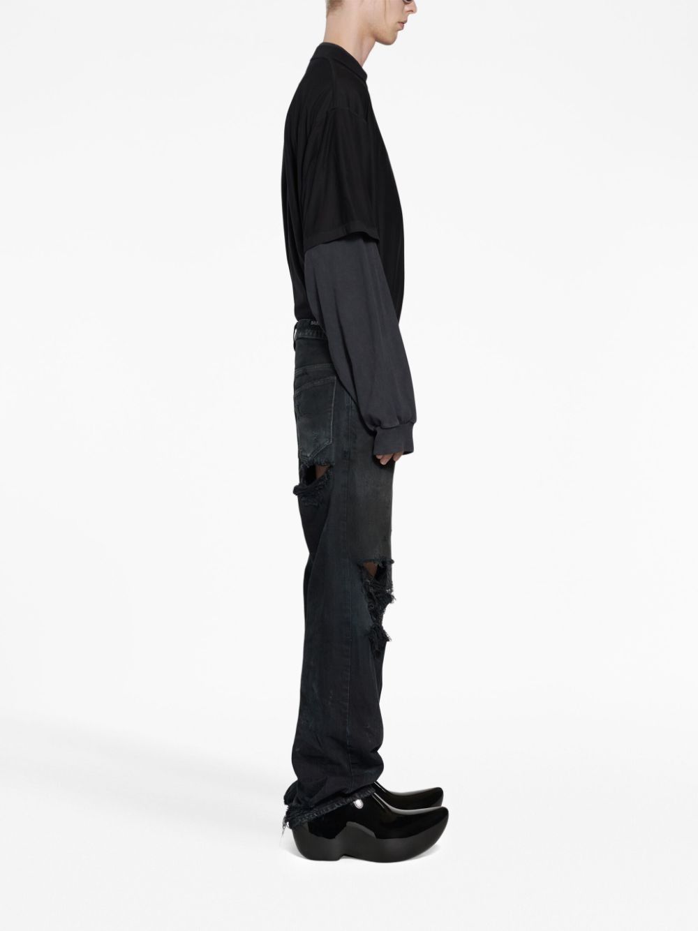Balenciaga o1s1rm0925 Medium Fit Ripped Pants in Black Size US 34 / EU 50 - 3 Thumbnail