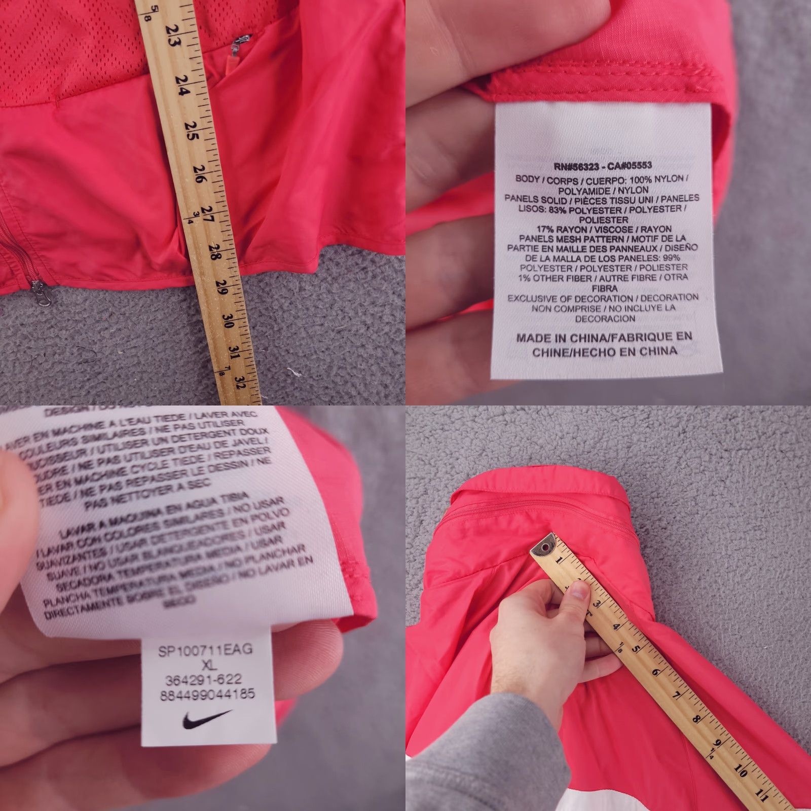 Nike Nike Jacket Womens XL Pink Windbreaker Hooded Zip Activewear Spring Summer Fall Performance Running Gym Training 364291-622 Womens Size XL / US 12-14 / IT 48-50 - 8 Thumbnail