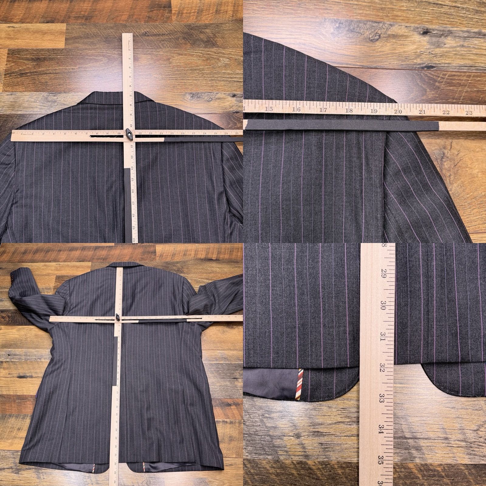 Paul Smith Paul Smith Suit 46R Gray Purple Striped Wool Pants 38x28 Two Piece Wool Suit Mens Regular 2 Piece Notch Lapel Dry Clean Only Vintage No Size 46R - 9 Thumbnail