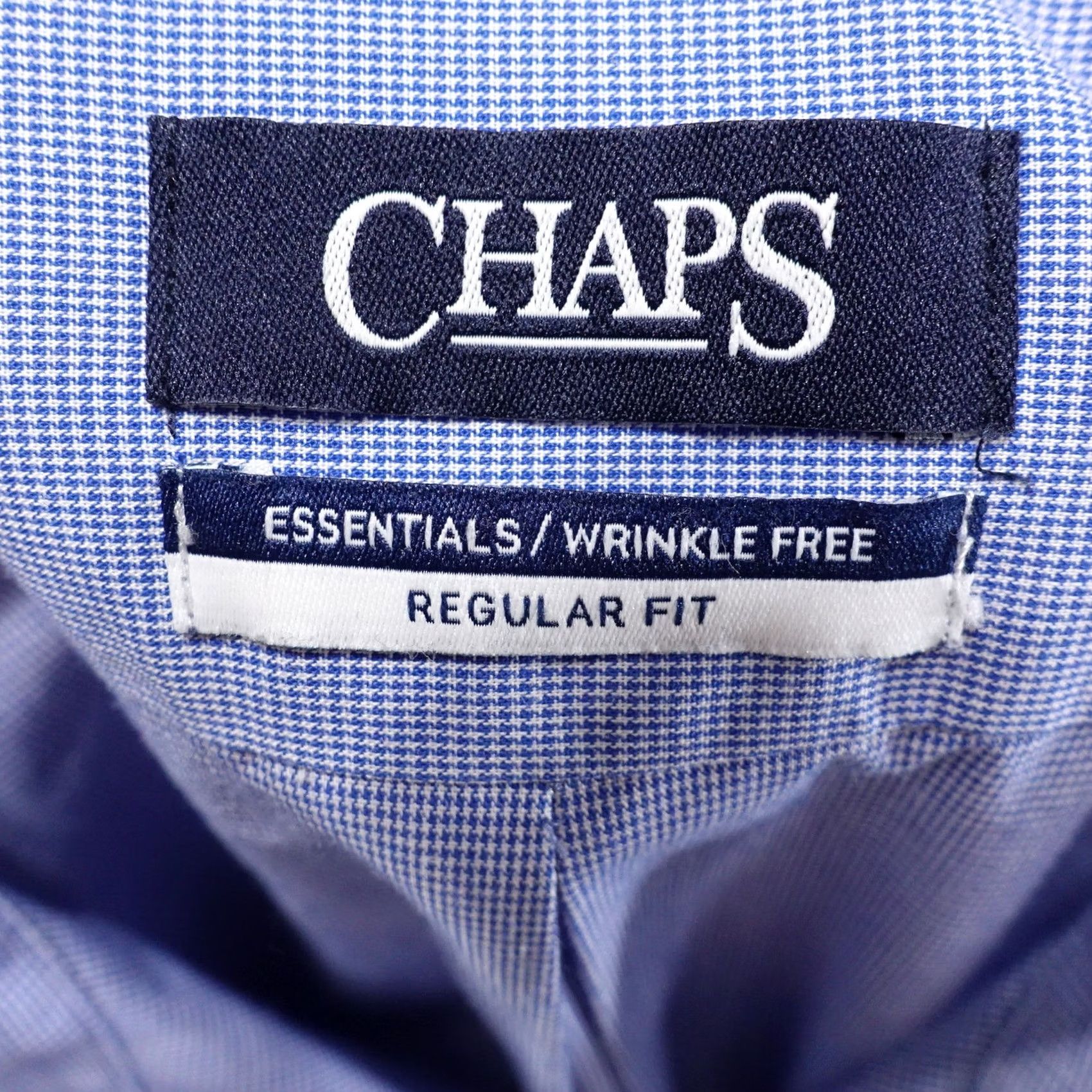 Chaps CHAPS BLUE DRESS SHIRT BUTTON UP 17-17.5 XL 34/35 WRINKLE FREE REGULAR FIT Long Sleeve Men Cotton HOUNDSTOOTH Closure Collared Vintage: No Size 46R - 6 Thumbnail