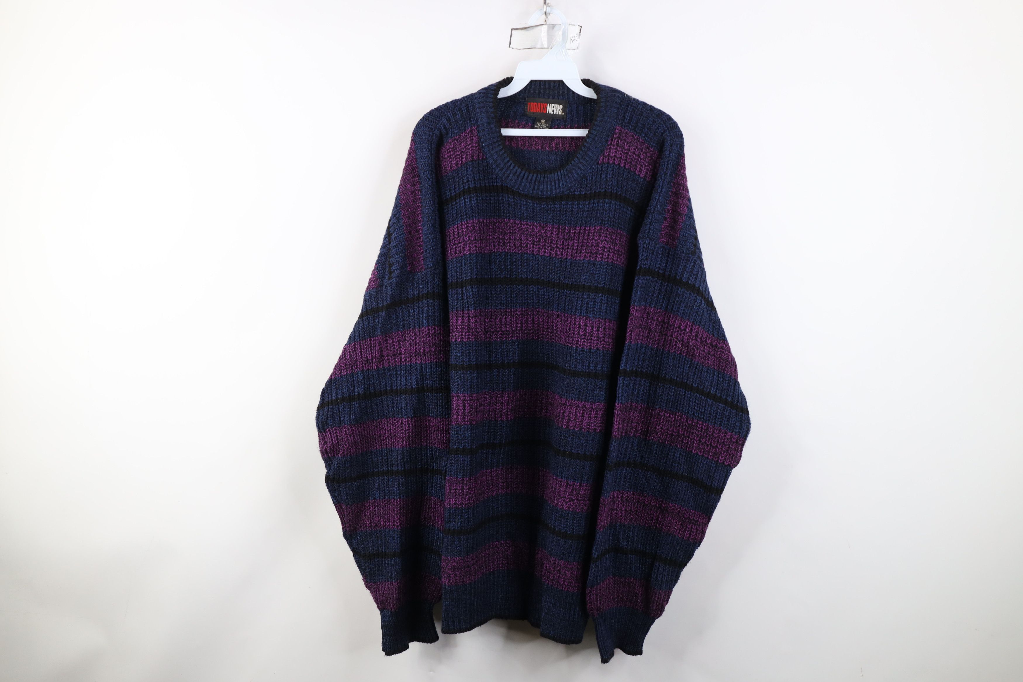 Vintage Vintage 90s Streetwear Block Ribbed Knit Crewneck Sweater Size US XXL / EU 58 / 5 - 1 Thumbnail