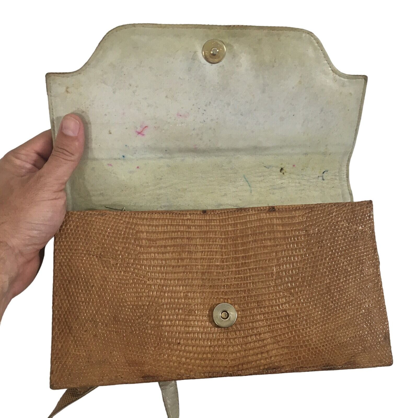 Other Vtg Small Brown Genuine LIZARD Iguana SKIN Clutch Purse Size ONE SIZE - 6 Thumbnail