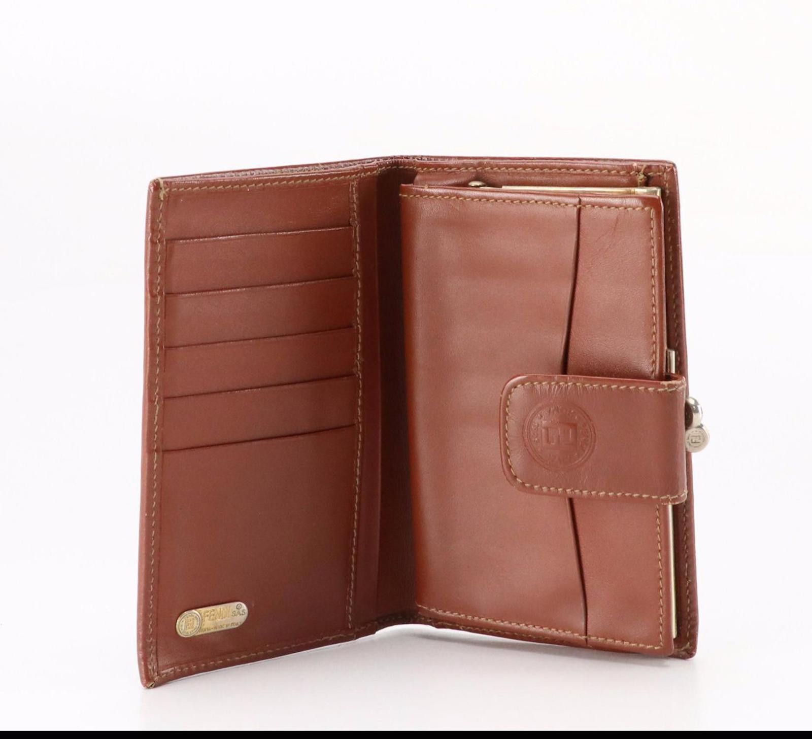 Fendi Vintage Fendi Vintage Striped Wallet with Brown Leather Trim Size ONE SIZE - 6 Thumbnail