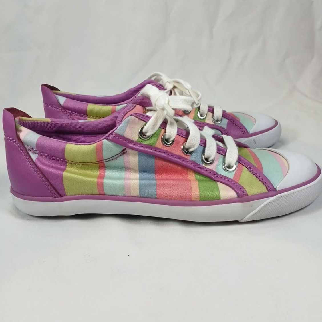 Coach Coach Barrett Pastel Stripes Canvas Sneaker Women 7.5B Multicolor Lace Up Casual Shoes Size US 8 / IT 38 - 4 Thumbnail
