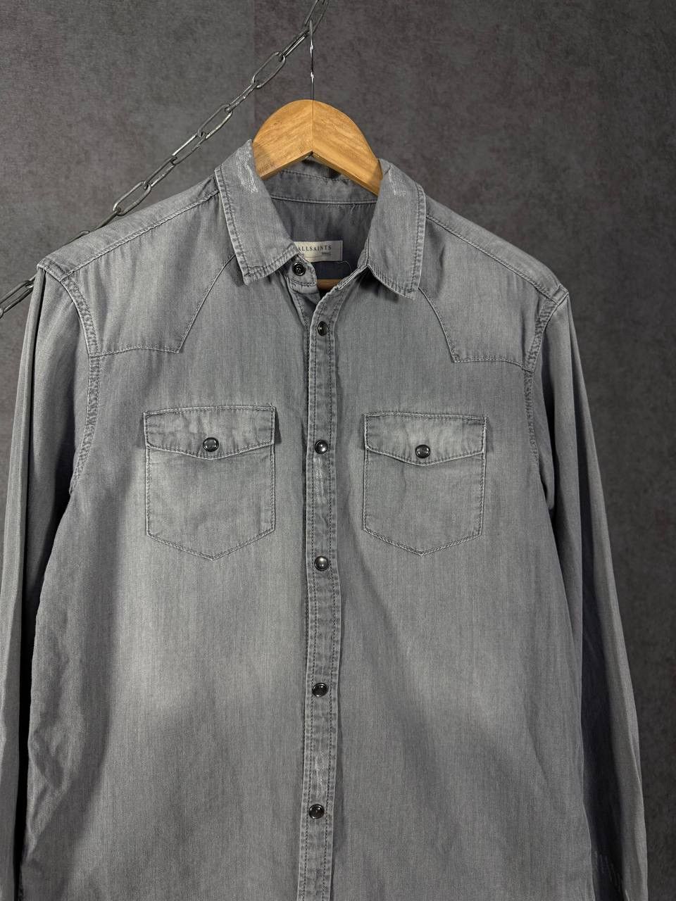 Allsaints Allsaints designer double pocket distressed shirt Size US S / EU 44-46 / 1 - 4 Thumbnail