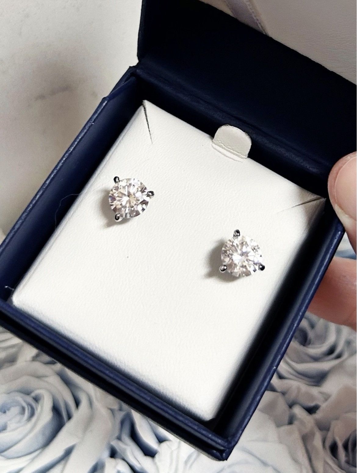 Jewelry Authentic Moissonite & Sterling White Gold Plated Earrings Size ONE SIZE - 4 Thumbnail