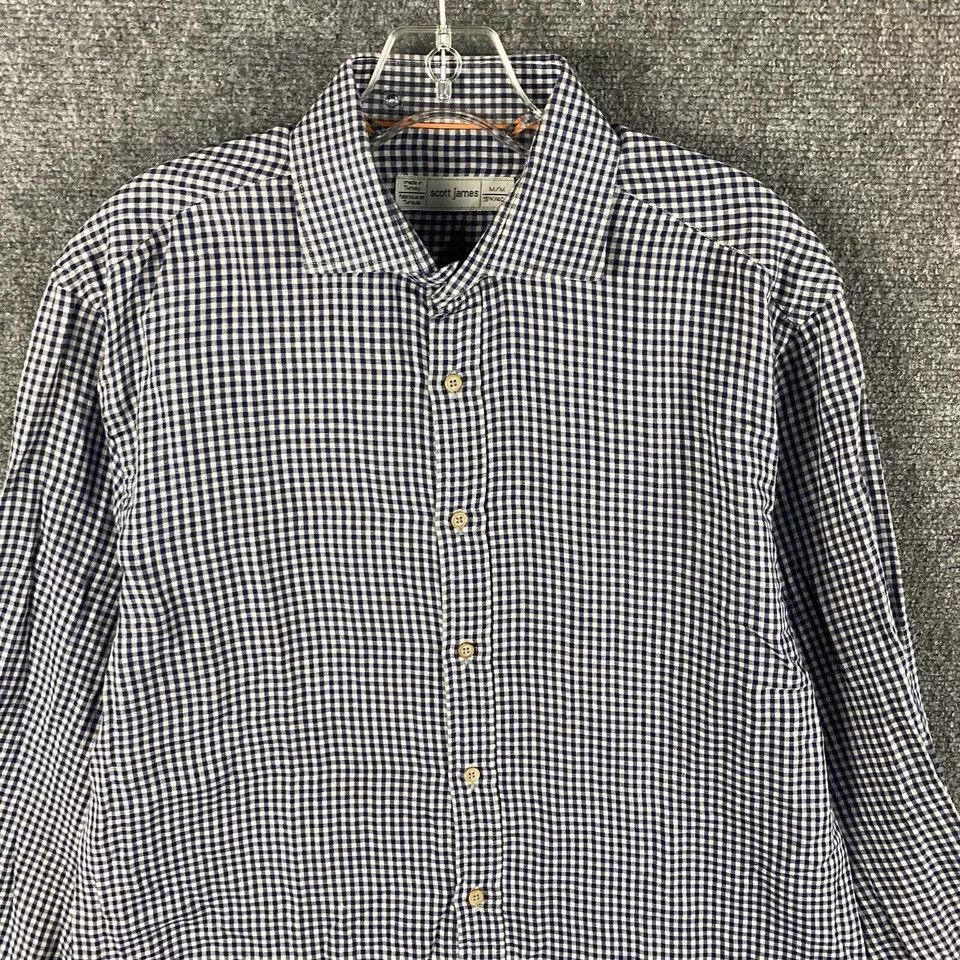 Other Scott James Shirt Men's Medium Gingham Button Up 15.5 Cotton Size US M / EU 48-50 / 2 - 2 Thumbnail