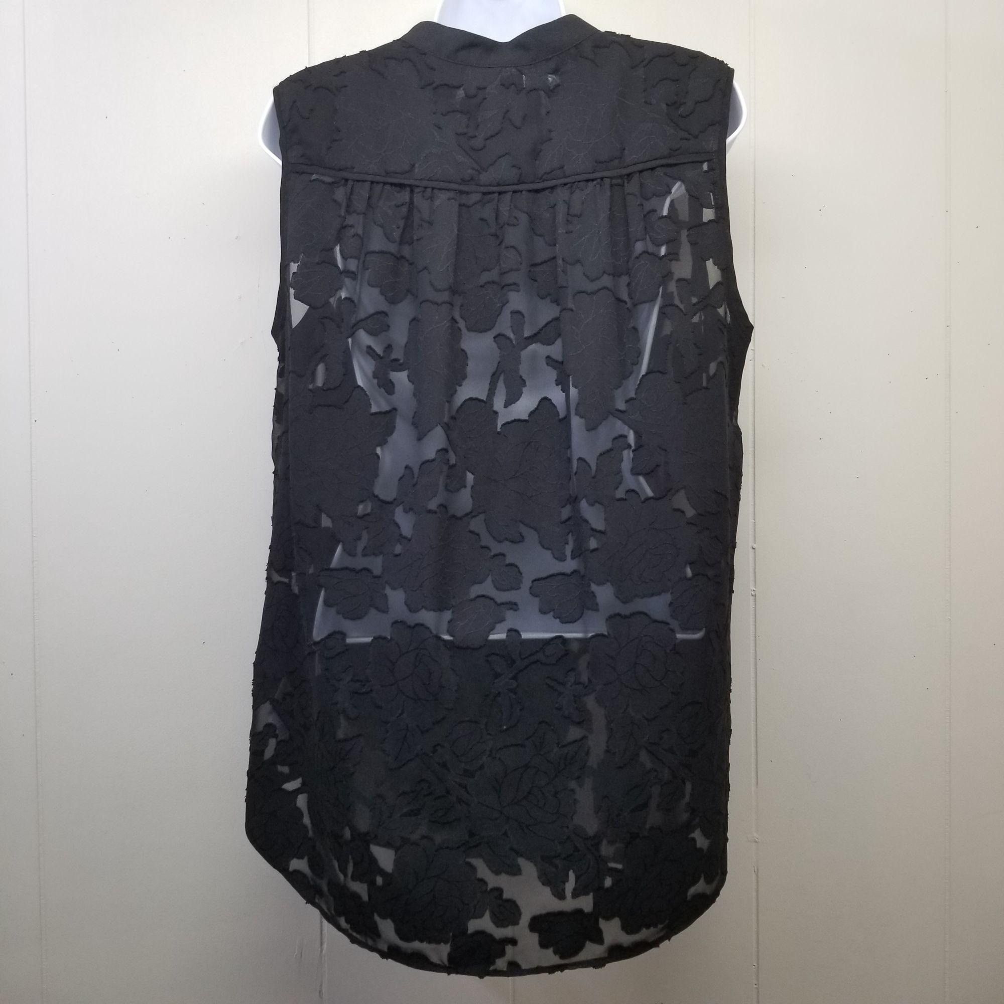 Vintage Cabi M Shirt Top Blouse Black Clip Art Sheer 5346 Sleeveless Size M / US 6-8 / IT 42-44 - 4 Thumbnail