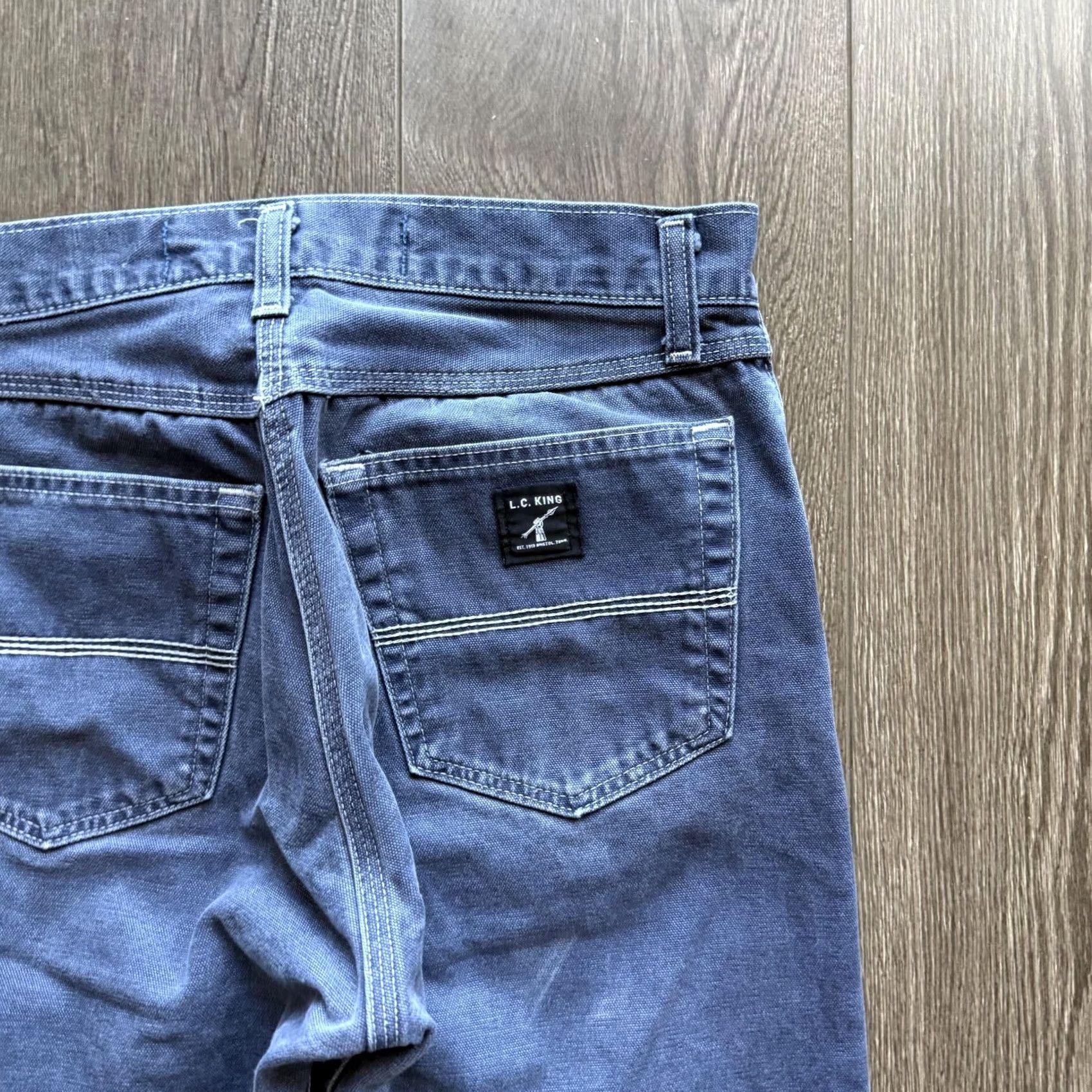 Vintage L.C. King Pants Mens 30 30x30 Navy Gray Regular Straight Canvas USA Workwear Size US 30 / EU 46 - 3 Thumbnail