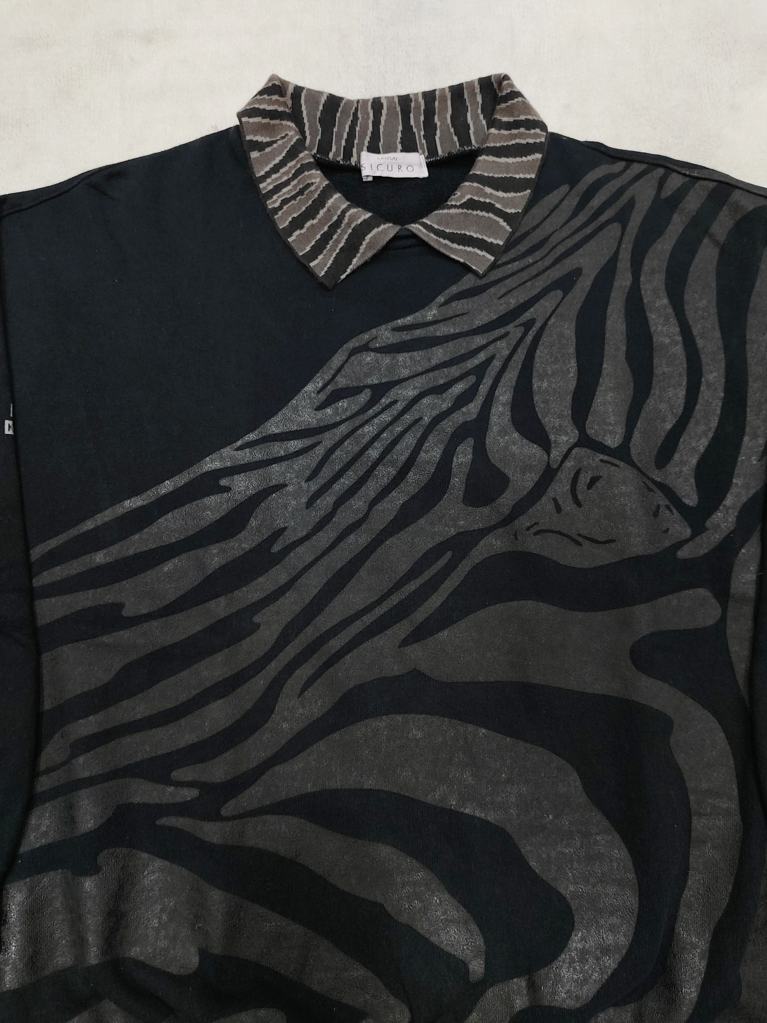 Kansai Yamamoto 90s Kansai SICURO- Archive Abstract Zebra Graphic Sweatshirt Size US M / EU 48-50 / 2 - 2 Thumbnail