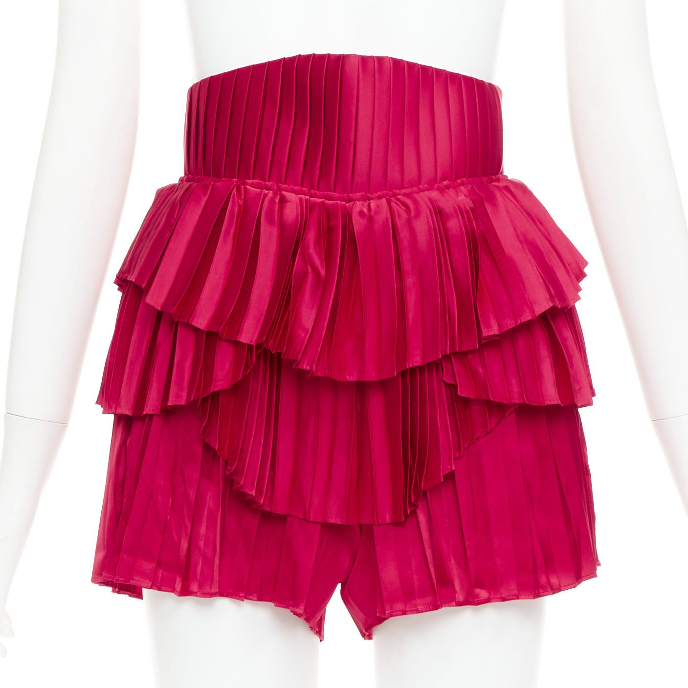 Other ANDREA IYAMAH Hibi red satin tiered laced corset pleated shorts XS Size 27" / US 4 / IT 40 - 1 Thumbnail