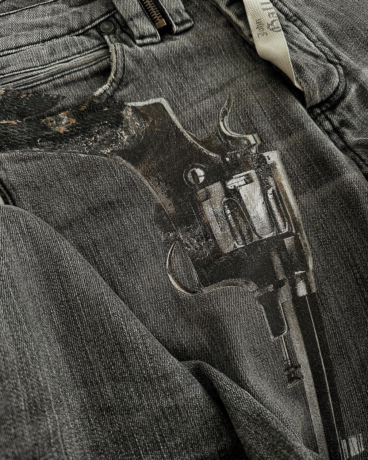 John Galliano Sz44 2008 Runway Pistol Gun Illusion Denim Size US 28 / EU 44 - 4 Thumbnail