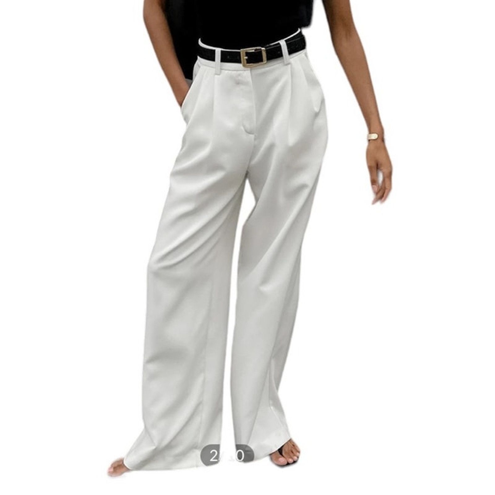 Other Commense White Wide Leg Pocketed High Waist Formal Pants Size 27" / US 4 / IT 40 - 4 Thumbnail