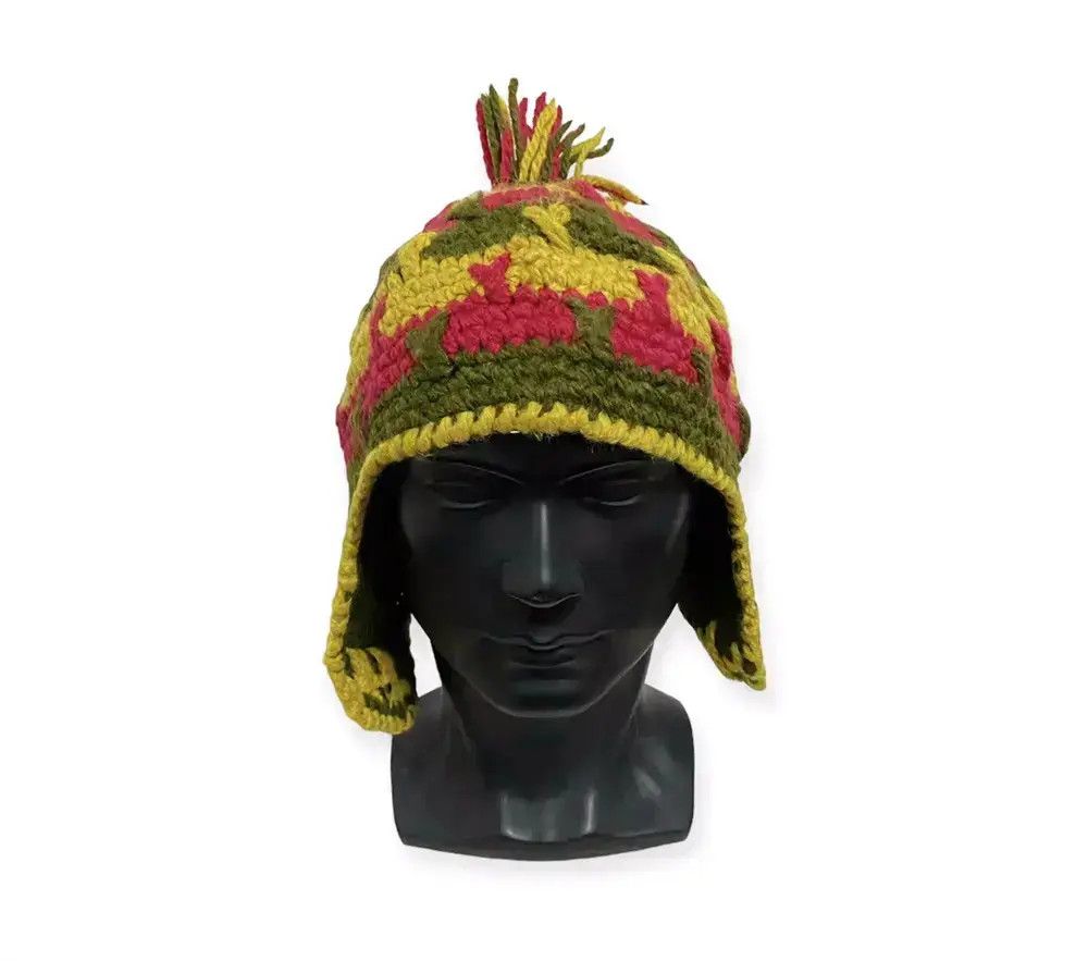 Vintage Rare Design Japanese Brand Earflap Crochet Beanie Hat Size ONE SIZE - 1 Thumbnail