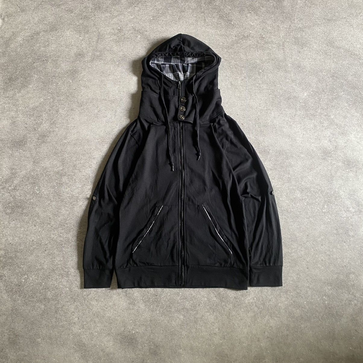 2000s Bernings Sho Black Tartan Hoodie