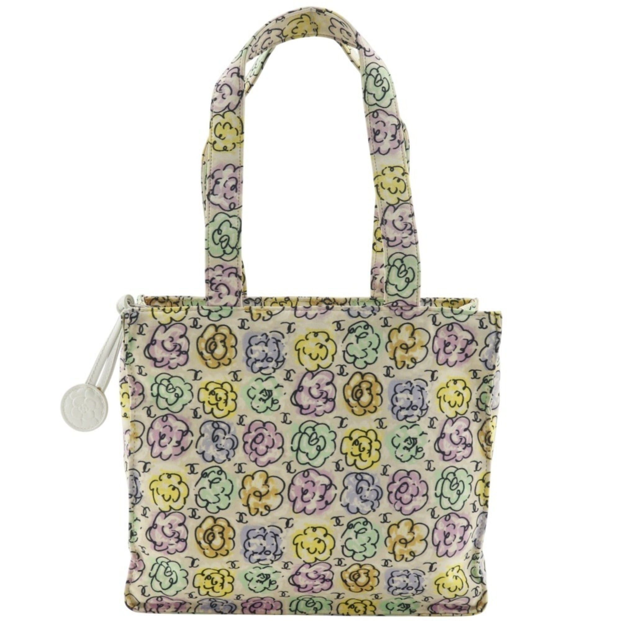 Chanel Chanel Camellia Print Tote Bag Mini Handbag Nylon Ivory Flower A5 print Women's Size ONE SIZE - 1 Thumbnail