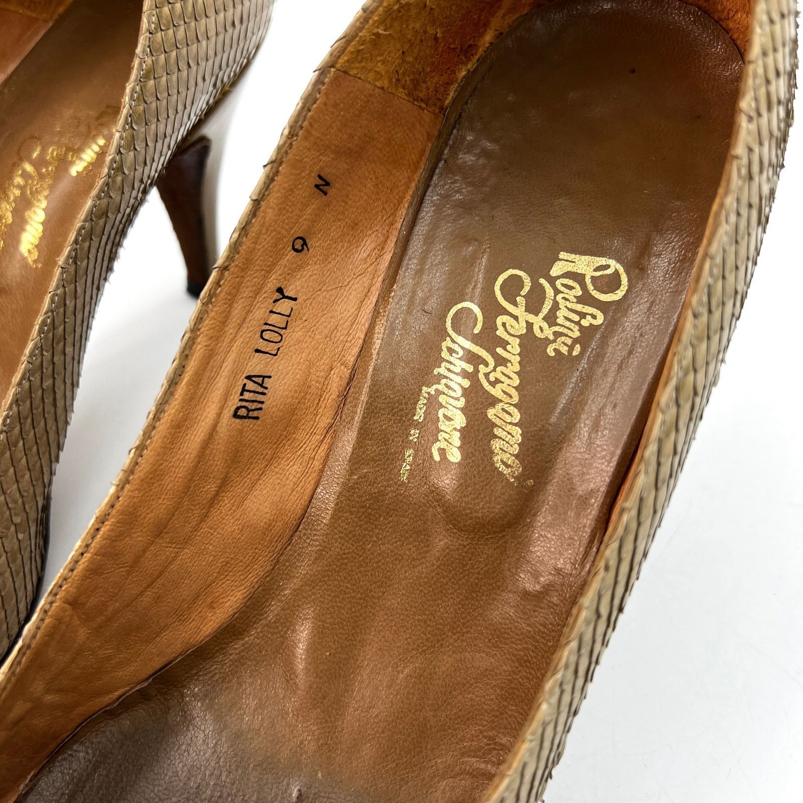 Vintage Rosina Ferragamo Schiavone Snake Leather Heels Size US 9 / IT 39 - 3 Thumbnail