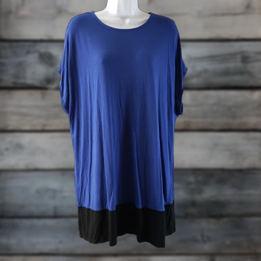 J. Jill J Jill Wearever Collection Tunic Blouse Womens XL Blue Short Sleeve Shirt Size XL / US 12-14 / IT 48-50 - 1 Thumbnail