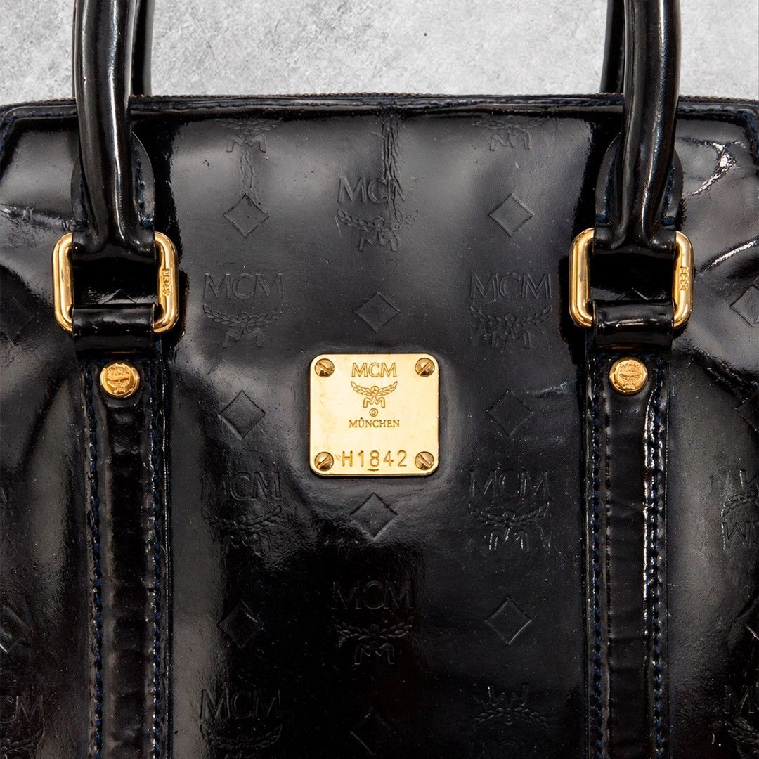 MCM MCM Bag Luxury Patent Monogram Satchel Boston Bag Glossy Size ONE SIZE - 6 Thumbnail