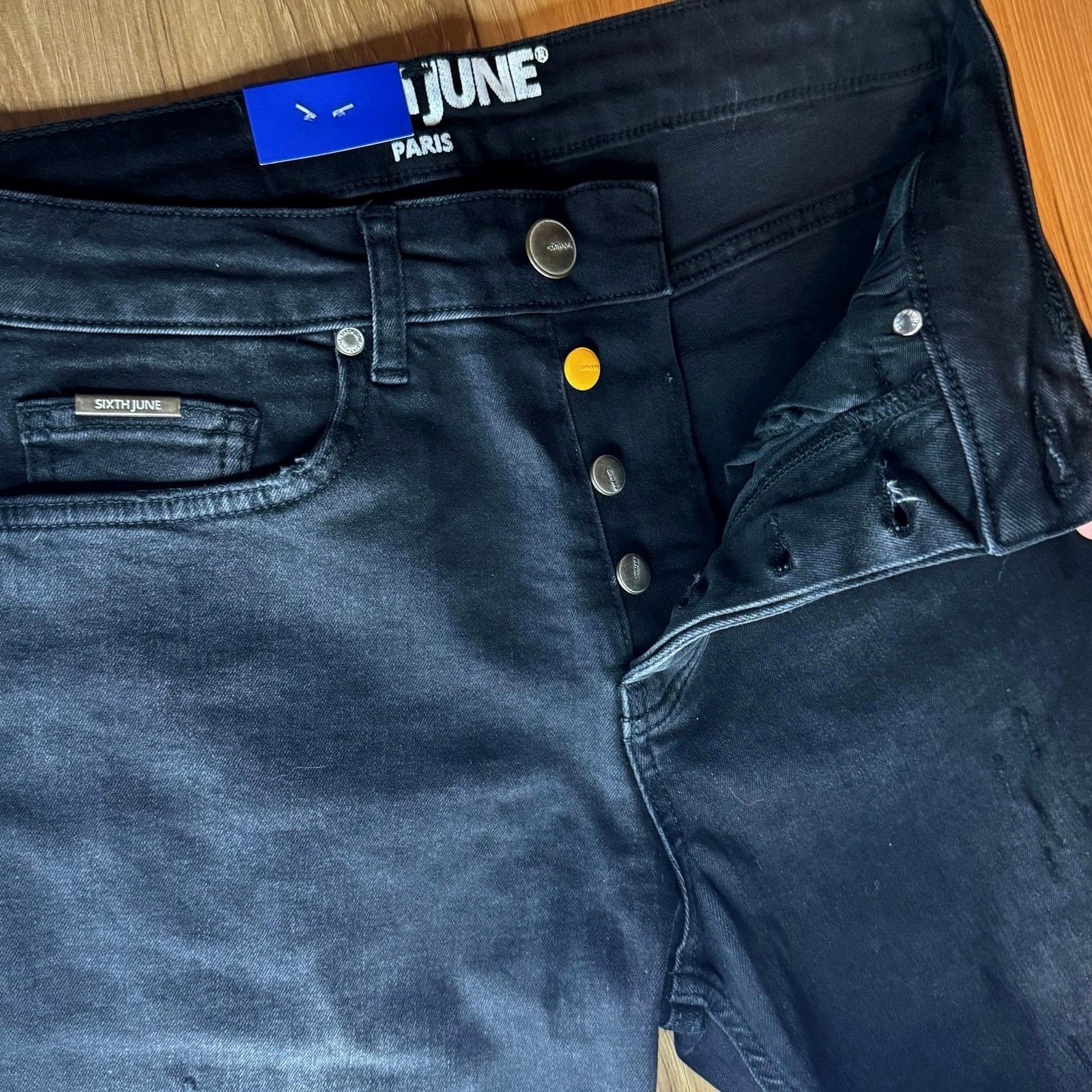 Sixth June Paris •NWT• Sixth June Paris Destressed Black Demin • Mens Size 28 Size 28" / US 6 / IT 42 - 13 Thumbnail