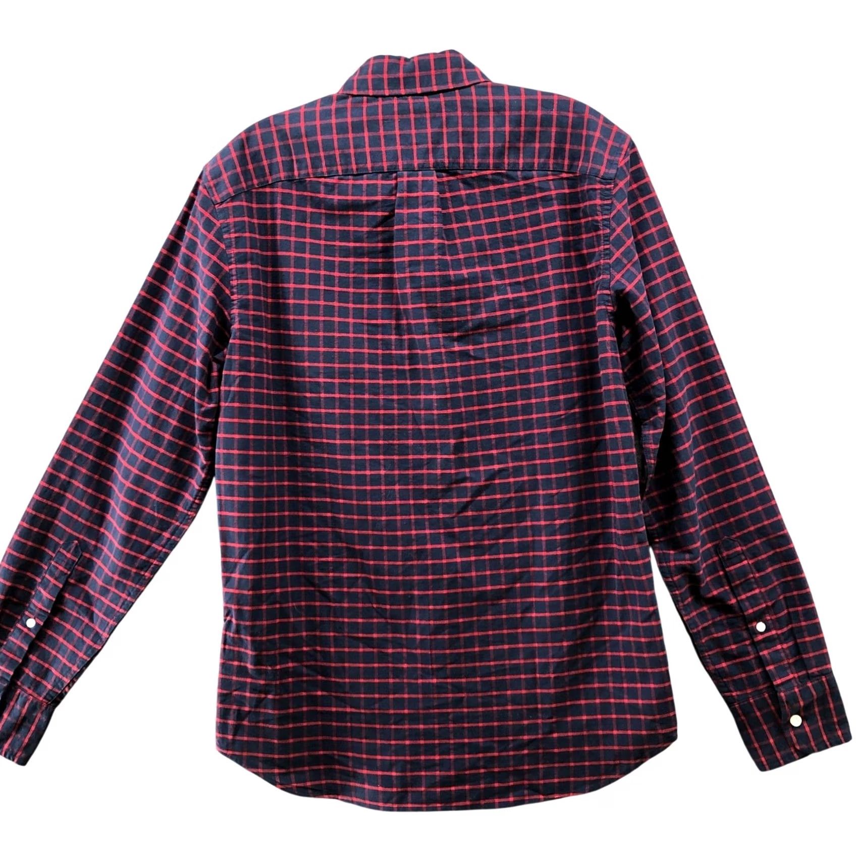 J.Crew J.CREW Flex Oxford Shirt Mens S Slim Fit Long Sleeve Navy Blue Red Check Plaid Shirt Size US S / EU 44-46 / 1 - 2 Thumbnail