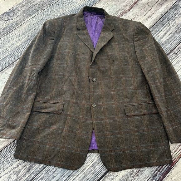 Other CHAGALL De France 100% Wool Brown Plaid Men's Blazer - Class Size 50L - 2 Thumbnail