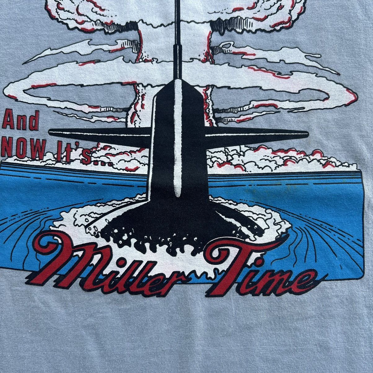Vintage Vintage 80s Miller Time Nuclear Missile Mushroom Cloud Shirt Size US L / EU 52-54 / 3 - 5 Thumbnail