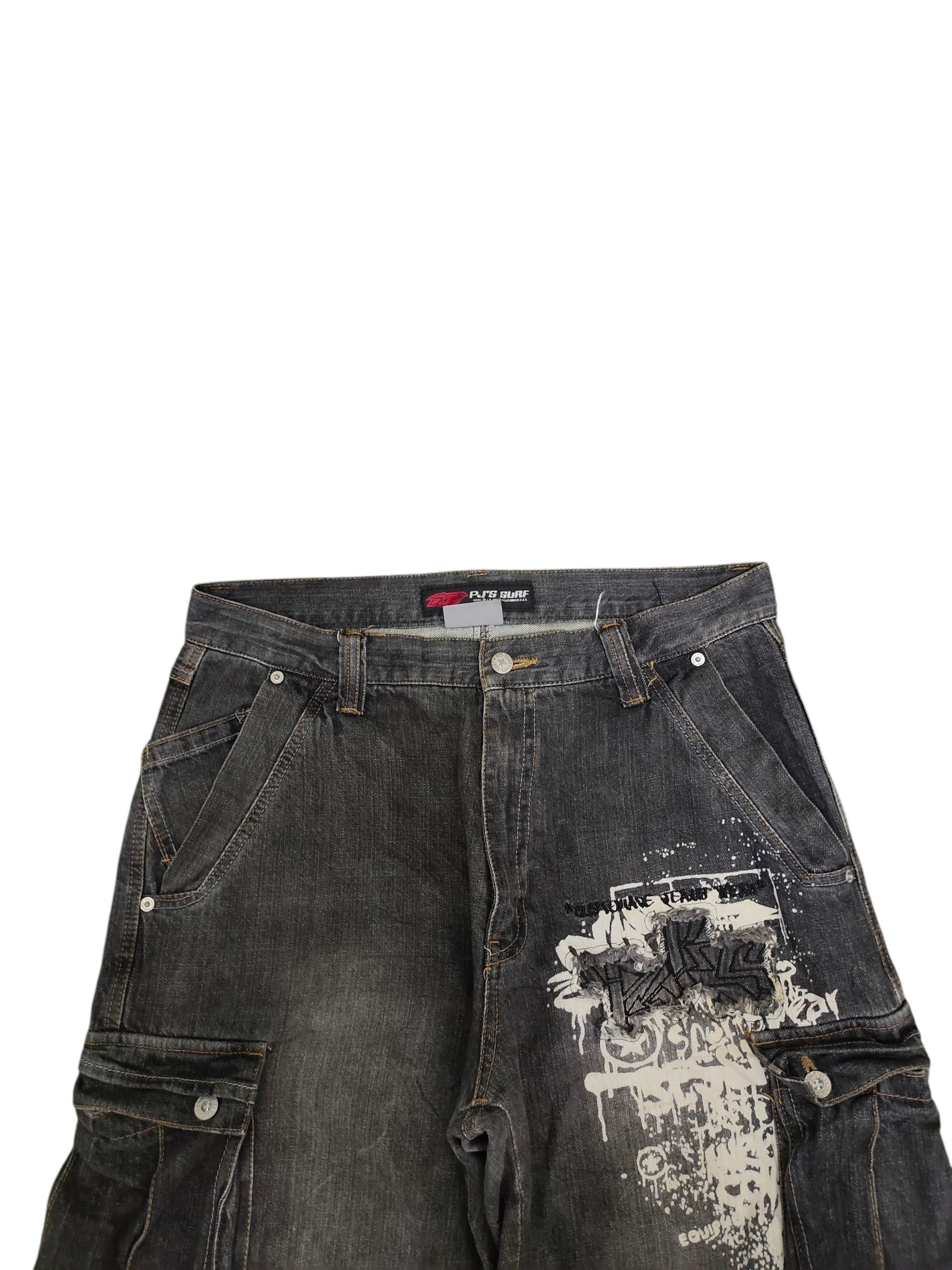 PPFM Vintage Y2k Pjs Surf Embroidered Cargo Baggy Denim Pants Size US 34 / EU 50 - 2 Thumbnail