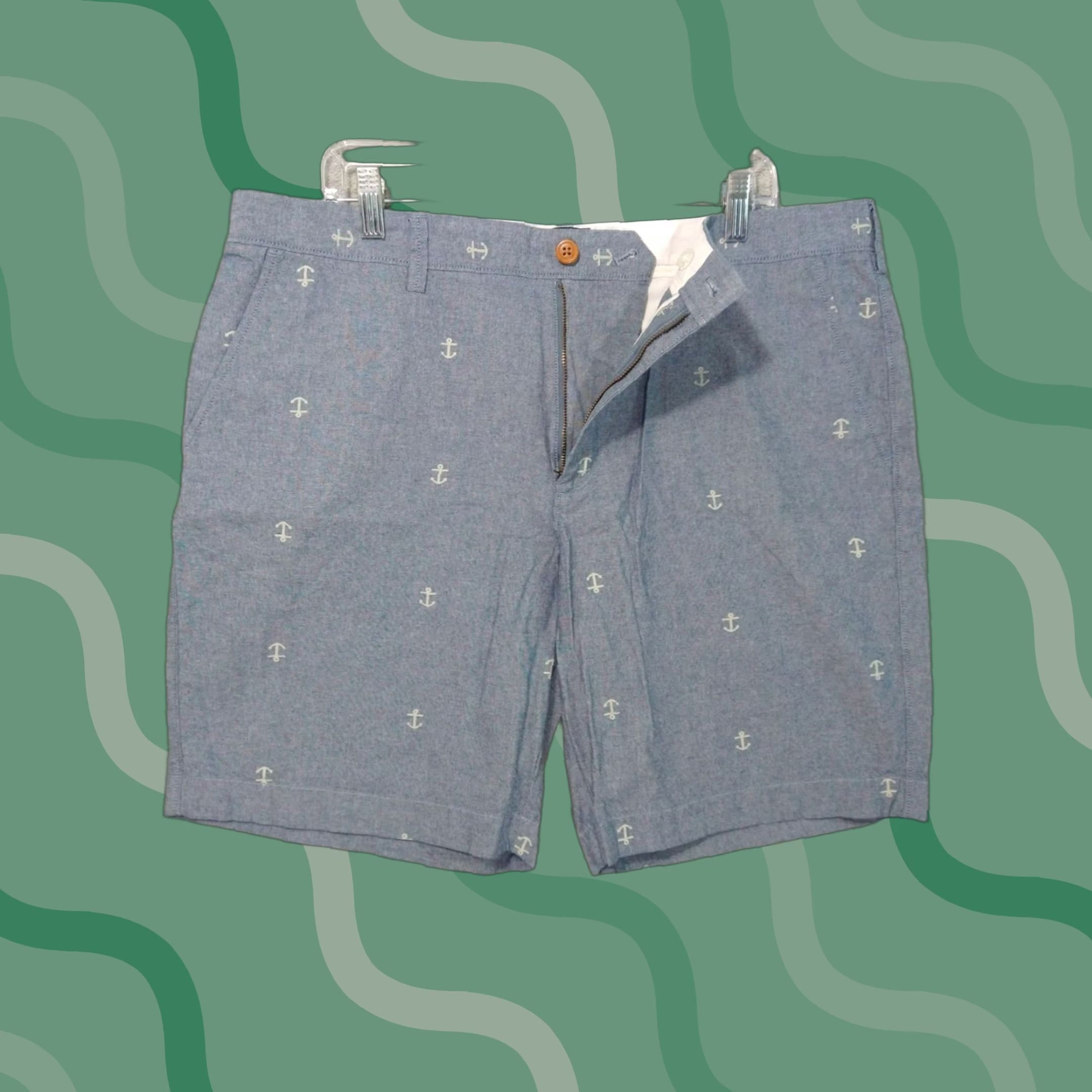 J.Crew J Crew Shorts Mens 38 Blue Gramercy Chambray Anchor Nautical Preppy Coastal Size US 38 / EU 54 - 1 Thumbnail
