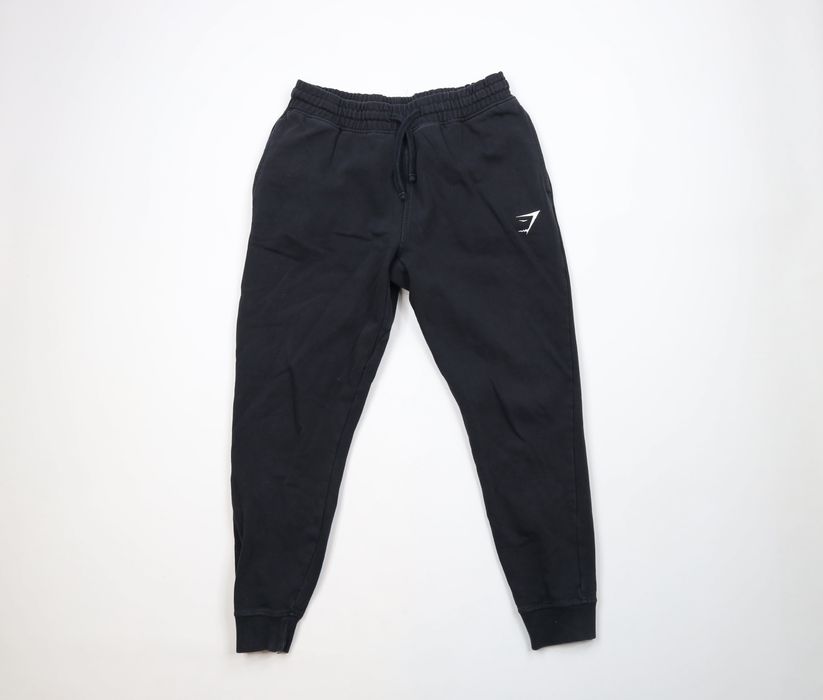 Vintage Gymshark Spell Out Cuffed Sweatpants Joggers Pants Black