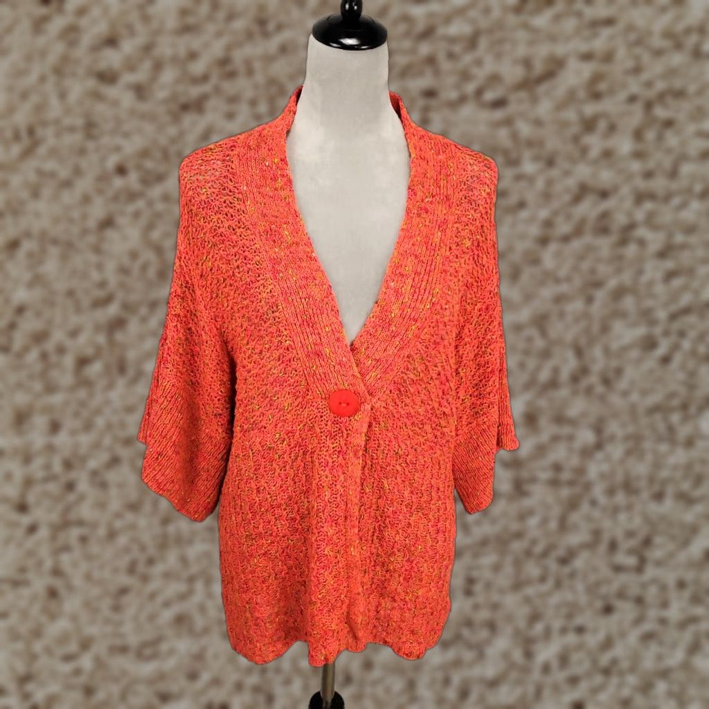 Coldwater Creek Coldwater Creek Sweater Cardigan XL Orange Peach Speckled Button Up Womens Size XL / US 12-14 / IT 48-50 - 1 Thumbnail