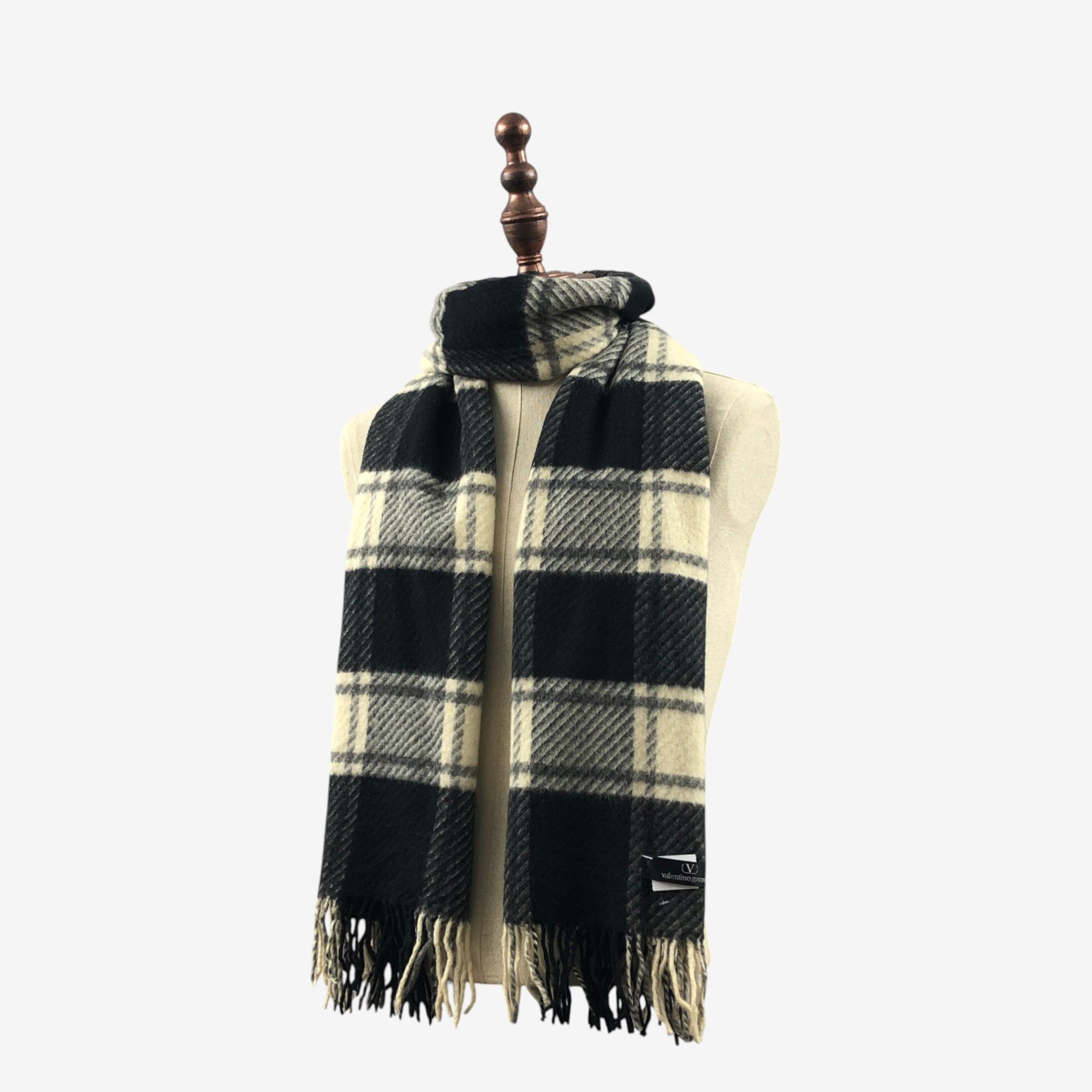 Japanese Brand Vintage Valentino Garavani Scarf Muffler Wool Plaid Scarves Size ONE SIZE - 2 Thumbnail