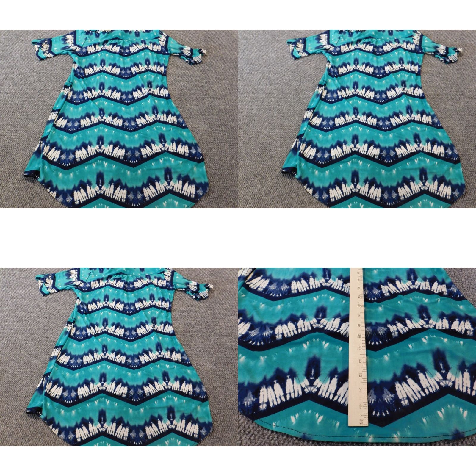 Vintage Mlle Gabrielle Dress Womens Large Blue Striped Midi Stretch Button A-Line Short Sleeve Crew Neck Size L / US 10 / IT 46 - 8 Thumbnail