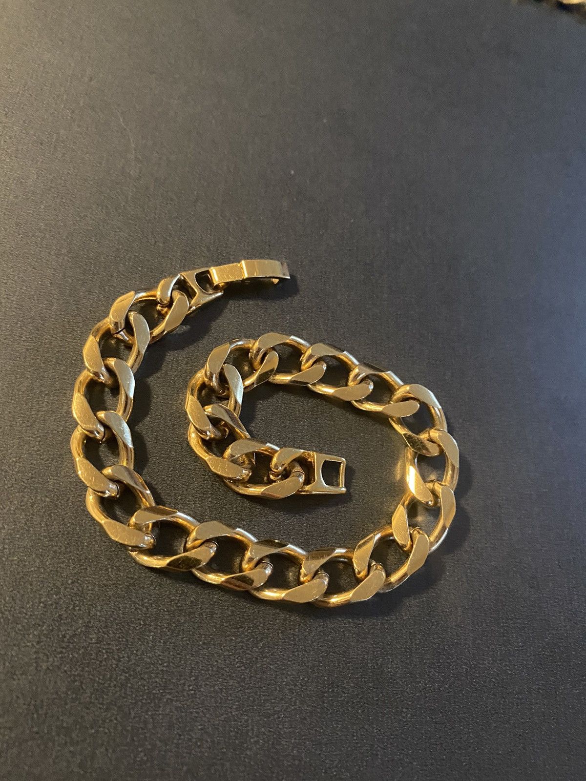 Jewelry Hollow Cuban Bracelet Gold Plated 9" Size ONE SIZE - 2 Thumbnail
