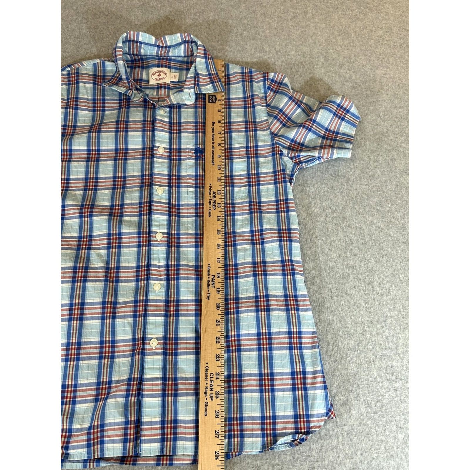 Brooks Brothers Brooks Brothers Shirt Mens M Blue Plaid Short Sleeve Button Up Camp Casual Fleece Red Sheep Logo Pocket Embroidered Button-Down Collar Vintage No Size US M / EU 48-50 / 2 - 5 Thumbnail
