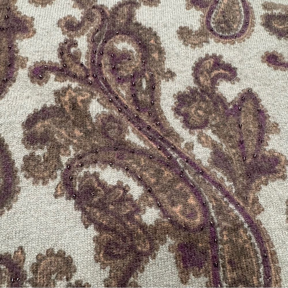 Other New Vintage Carole Little Wool Angora Paisley Beaded V-Neck Size XL / US 12-14 / IT 48-50 - 6 Thumbnail