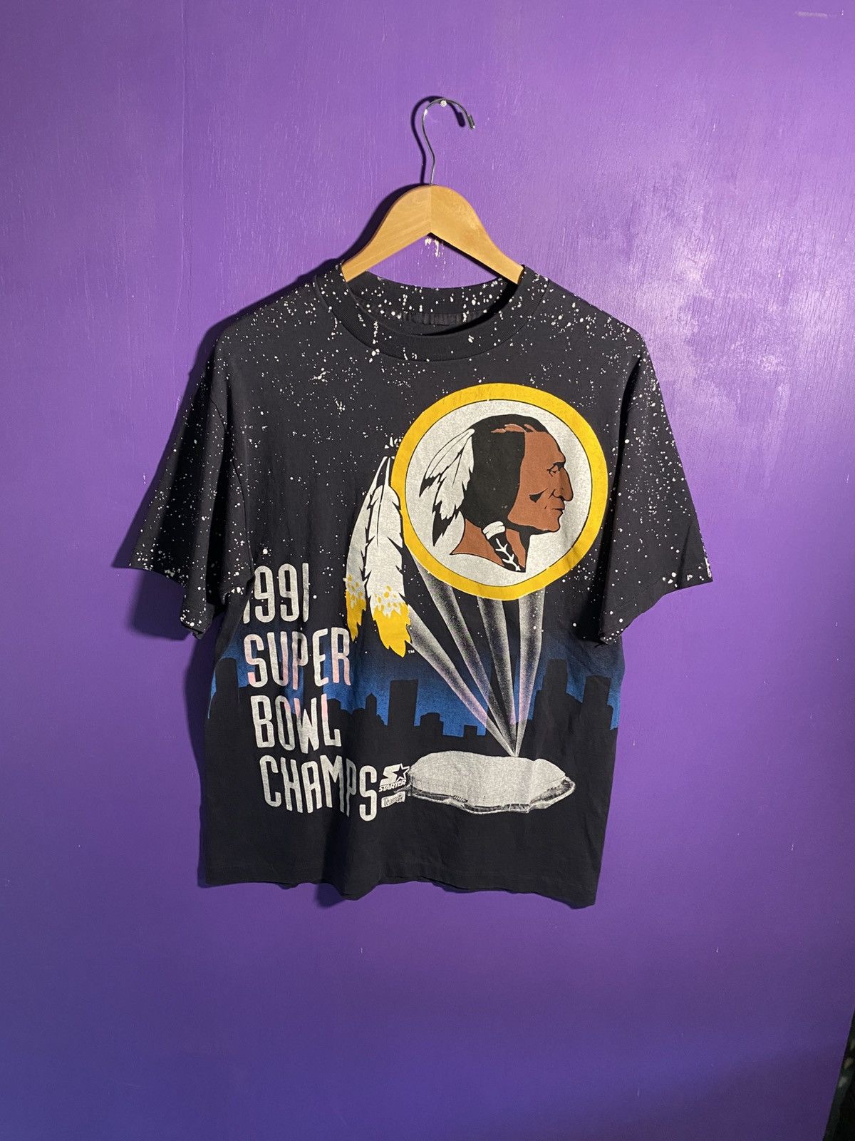 Vintage 1991 Starter Washington commanders champs AOP tee