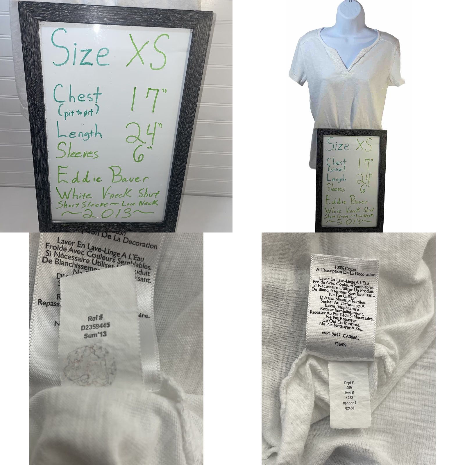 Eddie Bauer Eddie Bauer Blouse Shirt Women XS White Short Sleeve Lace V Neck Solid Pattern Regular Fit Size XS / US 0-2 / IT 36-38 - 8 Thumbnail