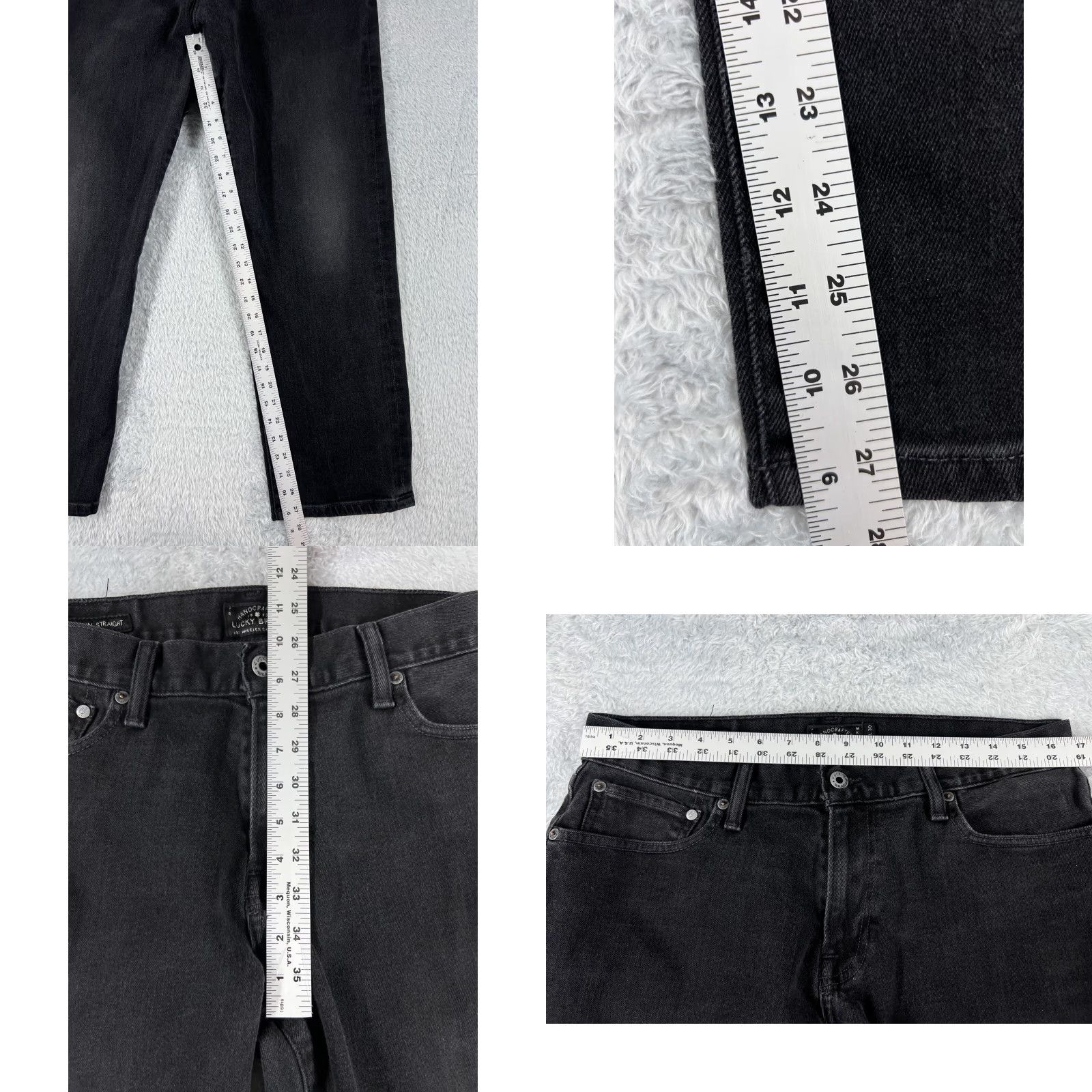 Lucky Brand Lucky Brand Jeans Men 34 Black Denim Straight Cotton Blend Stretch 34x27 Casual Regular 5-Pocket Design Mens Jeans Size US 34 / EU 50 - 8 Thumbnail
