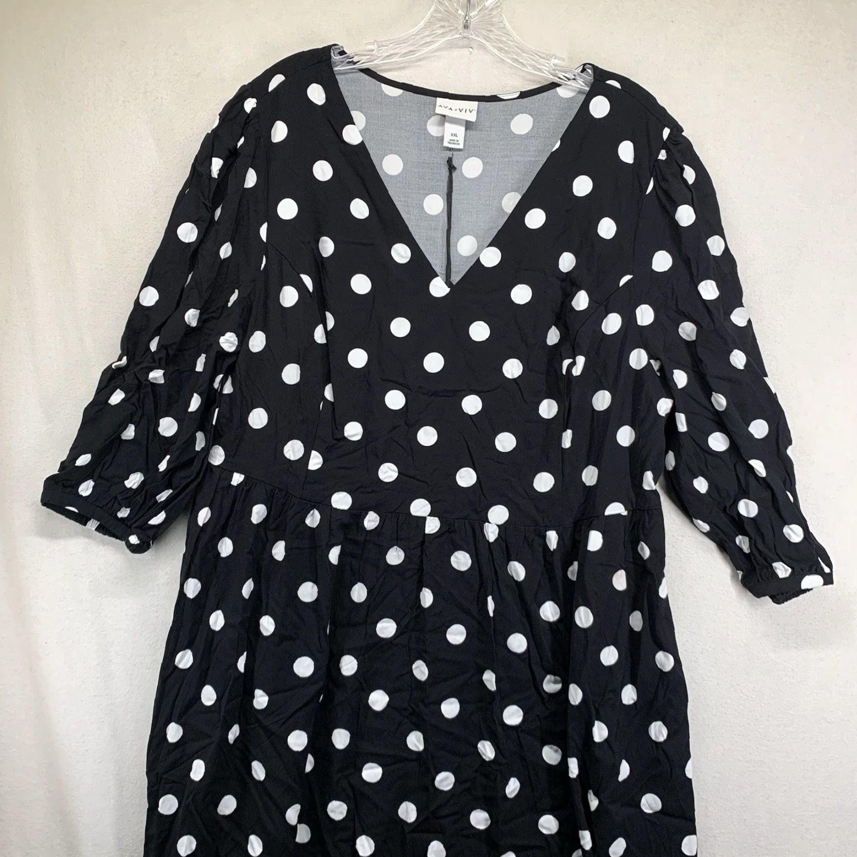 Vintage VINTAGE Women's Plus Size Dress 2XL Black Polka Dot Rayon Spandex Maxi A-Line Casual Party Size XXL / US 16-18 / IT 52-54 - 5 Thumbnail