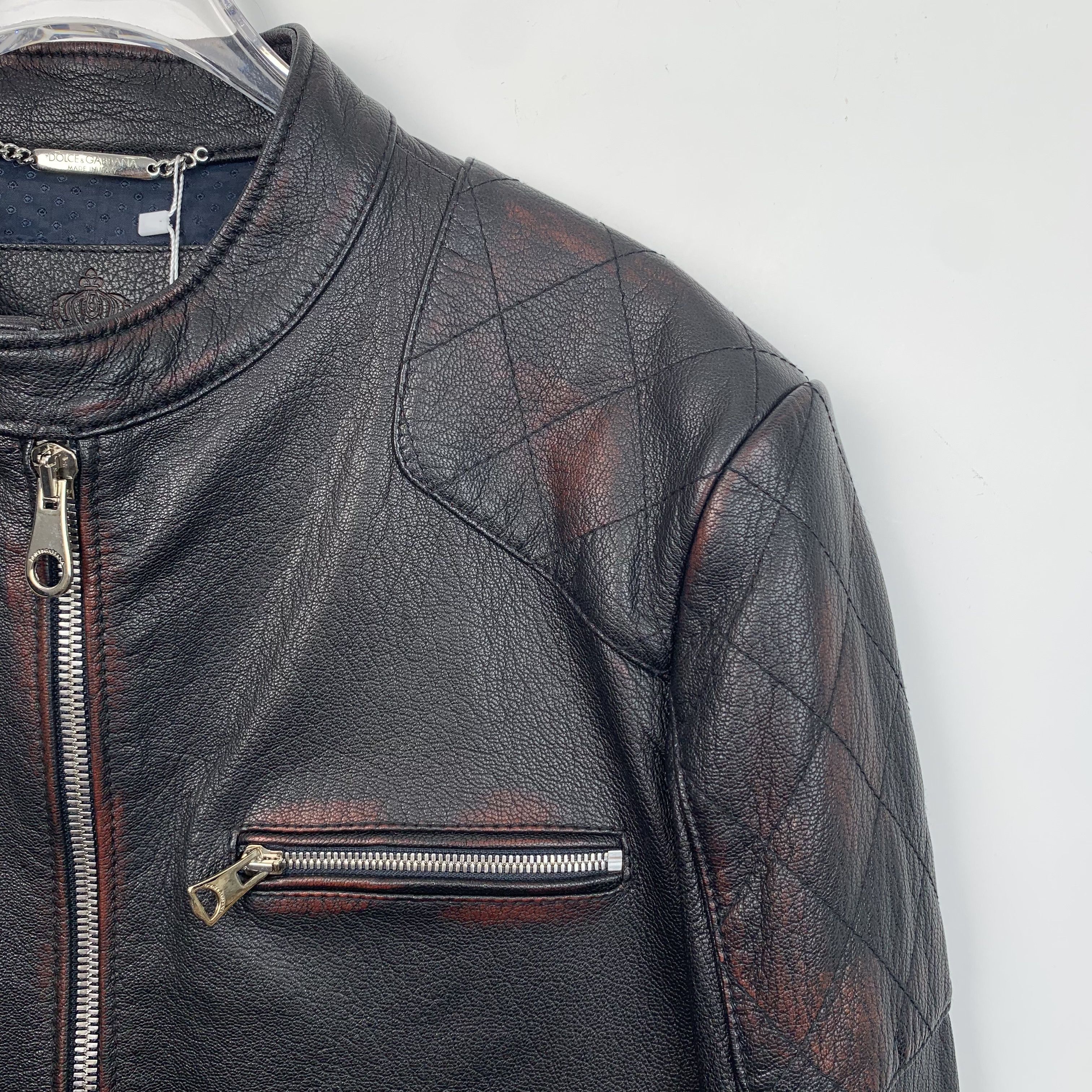 Dolce & Gabbana Dolce & Gabbana Black Lambskin Zip Leather Jacket (Size M) Size US M / EU 48-50 / 2 - 6 Thumbnail