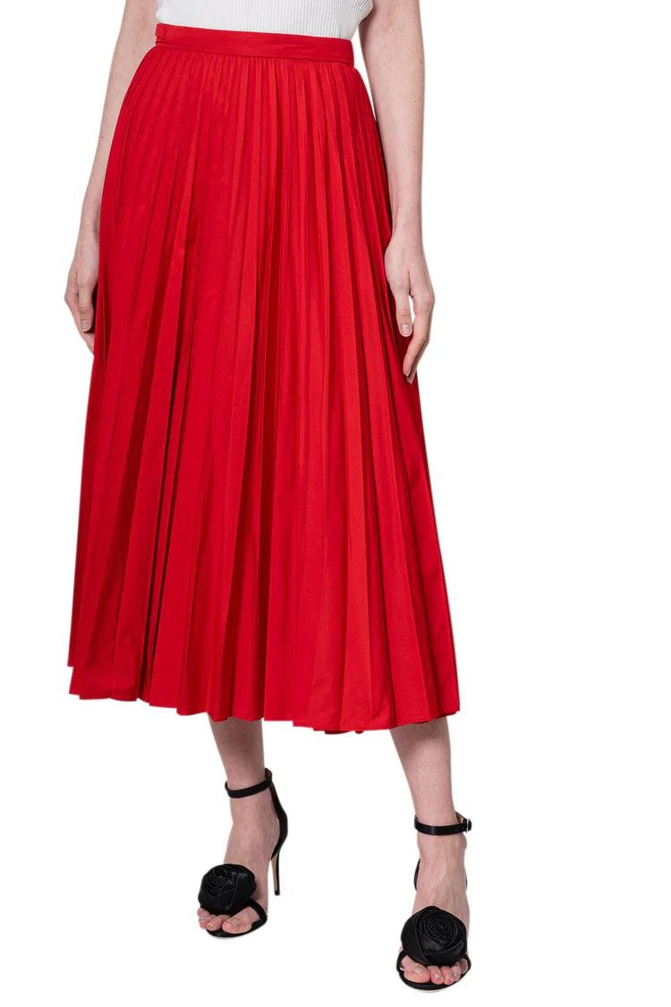 Valentino o1y0326 Midi Skirt in Red Size 26" / US 2 / IT 38 - 1 Thumbnail